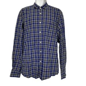 Ermenegildo Zegna Long Sleeve Casual Button Up Shirt Blue Plaid Size XL